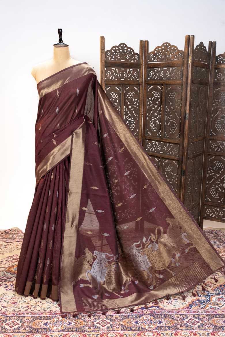 Silk Khadi Cotton Zari Border Saree