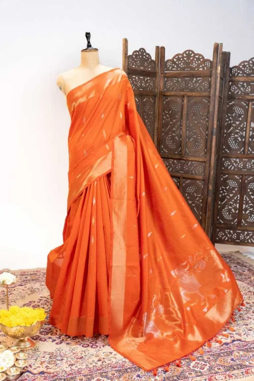 Silk Khadi Cotton Zari Border Saree