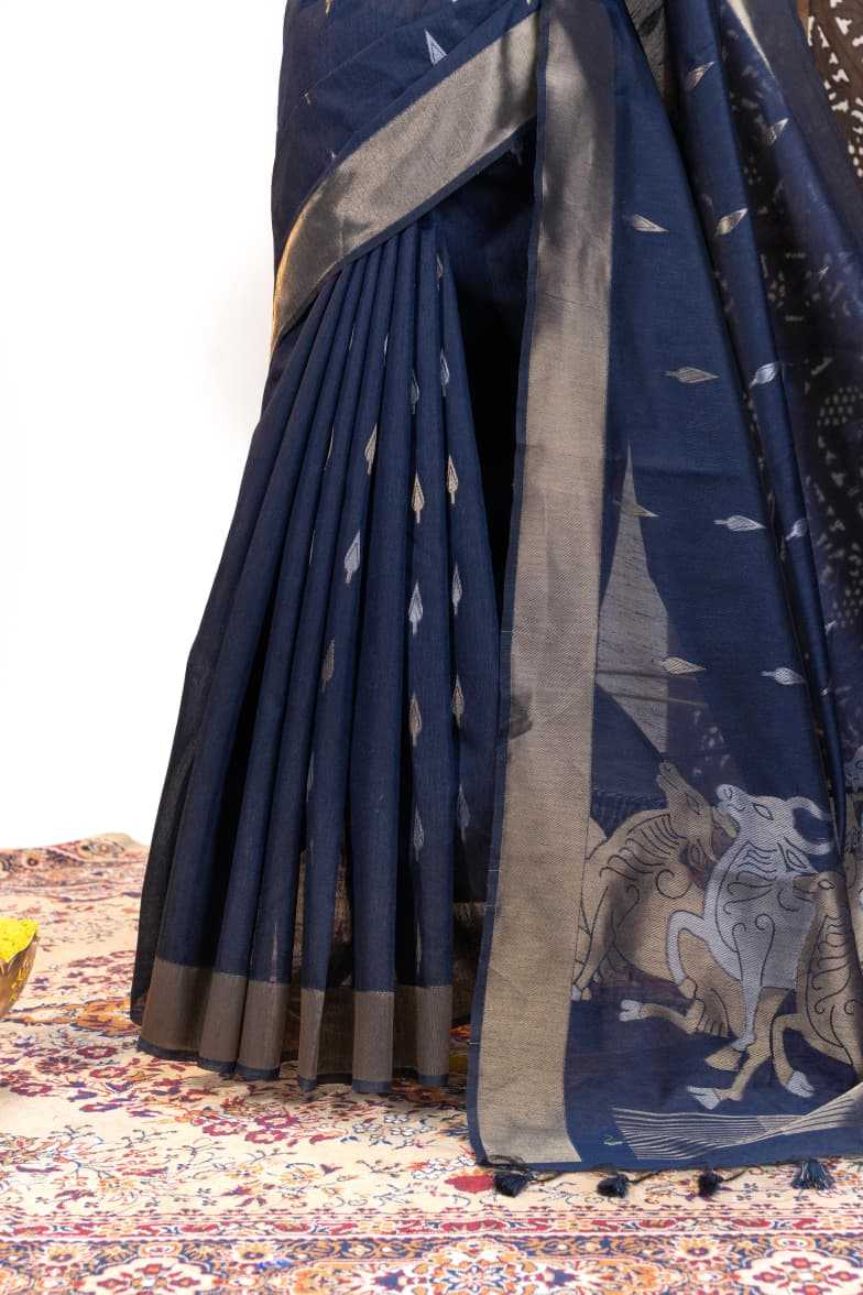 Silk Khadi Cotton Zari Border Saree