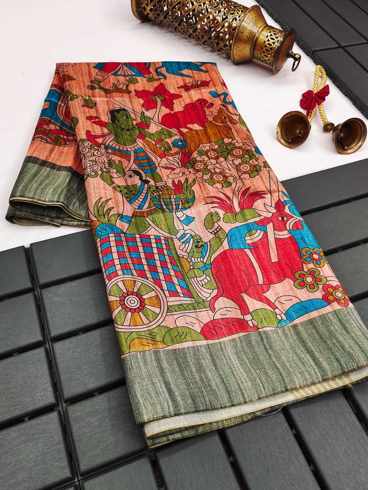 Tussar Silk Printed Saree in Pink