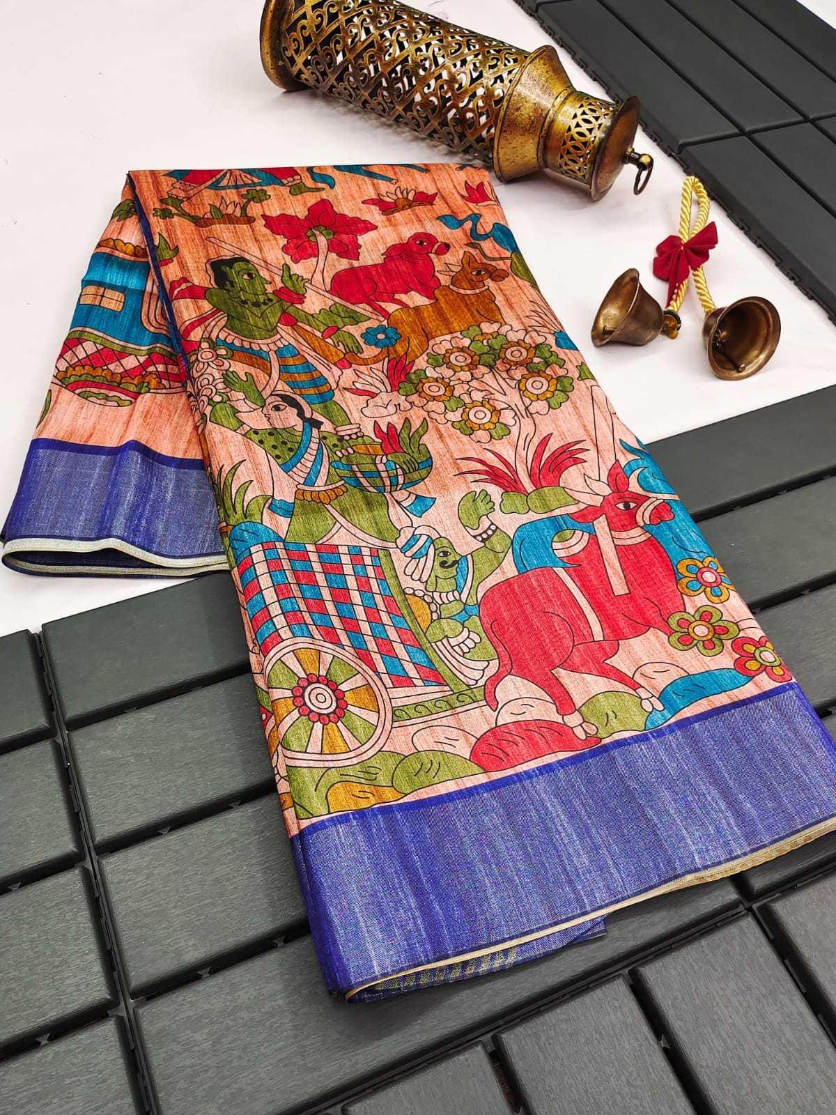 Tussar Silk Printed Saree in Pink
