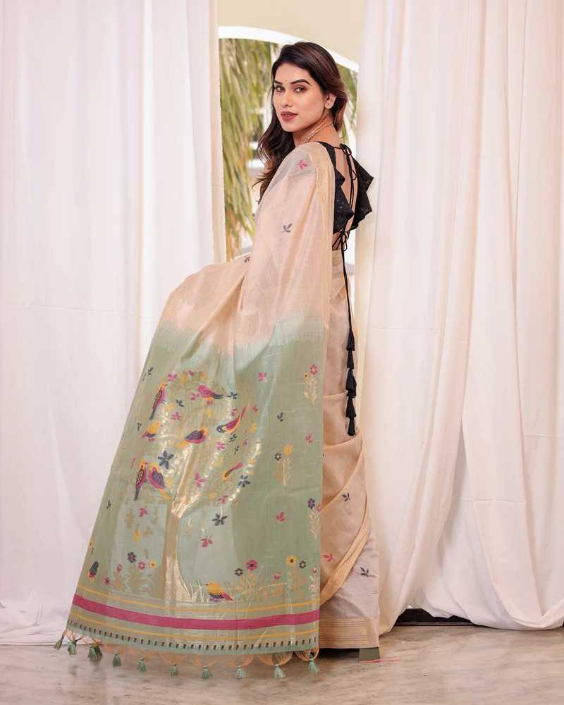 Soft Cotton Designer Saree in Yellow