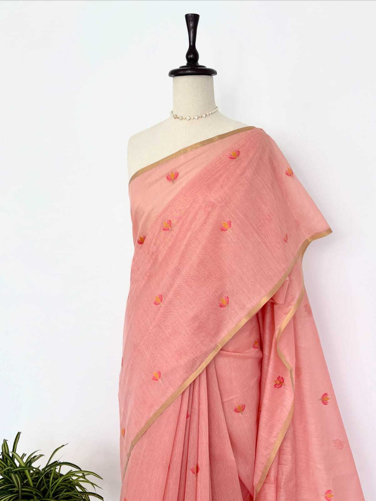 Soft Cotton Designer Saree in Sky Blue