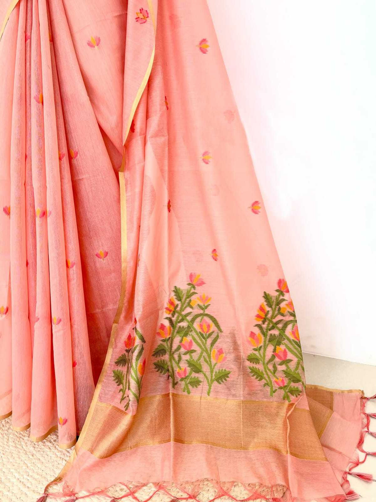 Soft Cotton Designer Saree in Sky Blue