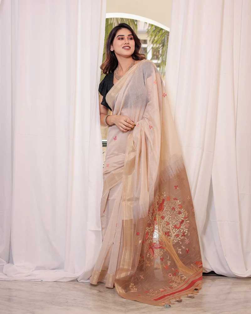 Soft Cotton Designer Saree in Yellow