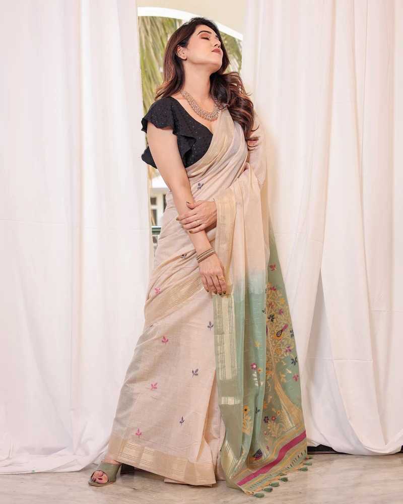 Soft Cotton Designer Saree in Yellow