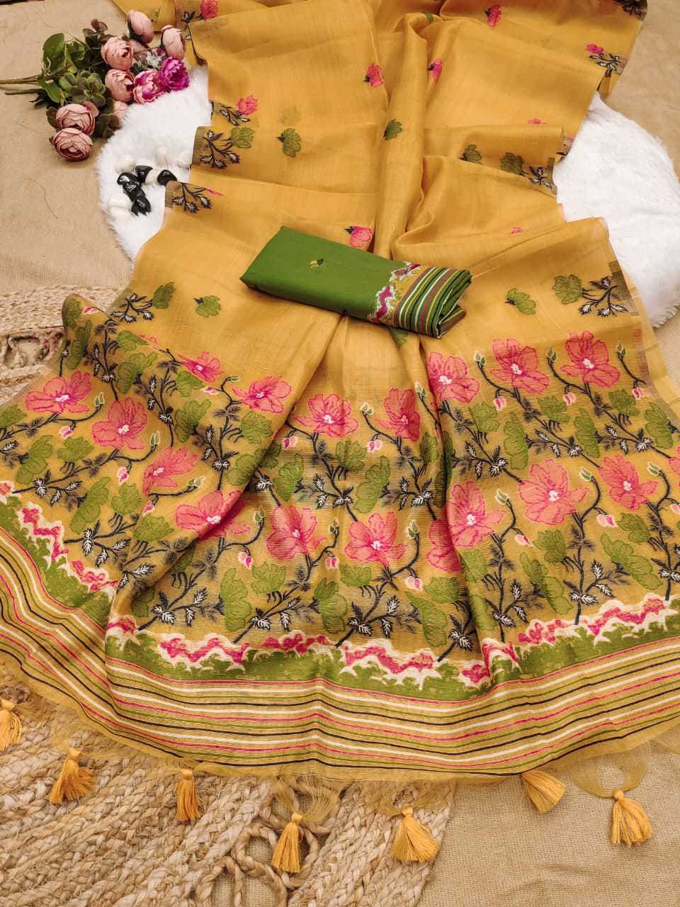Tissue Silk Fancy Saree in Mustard