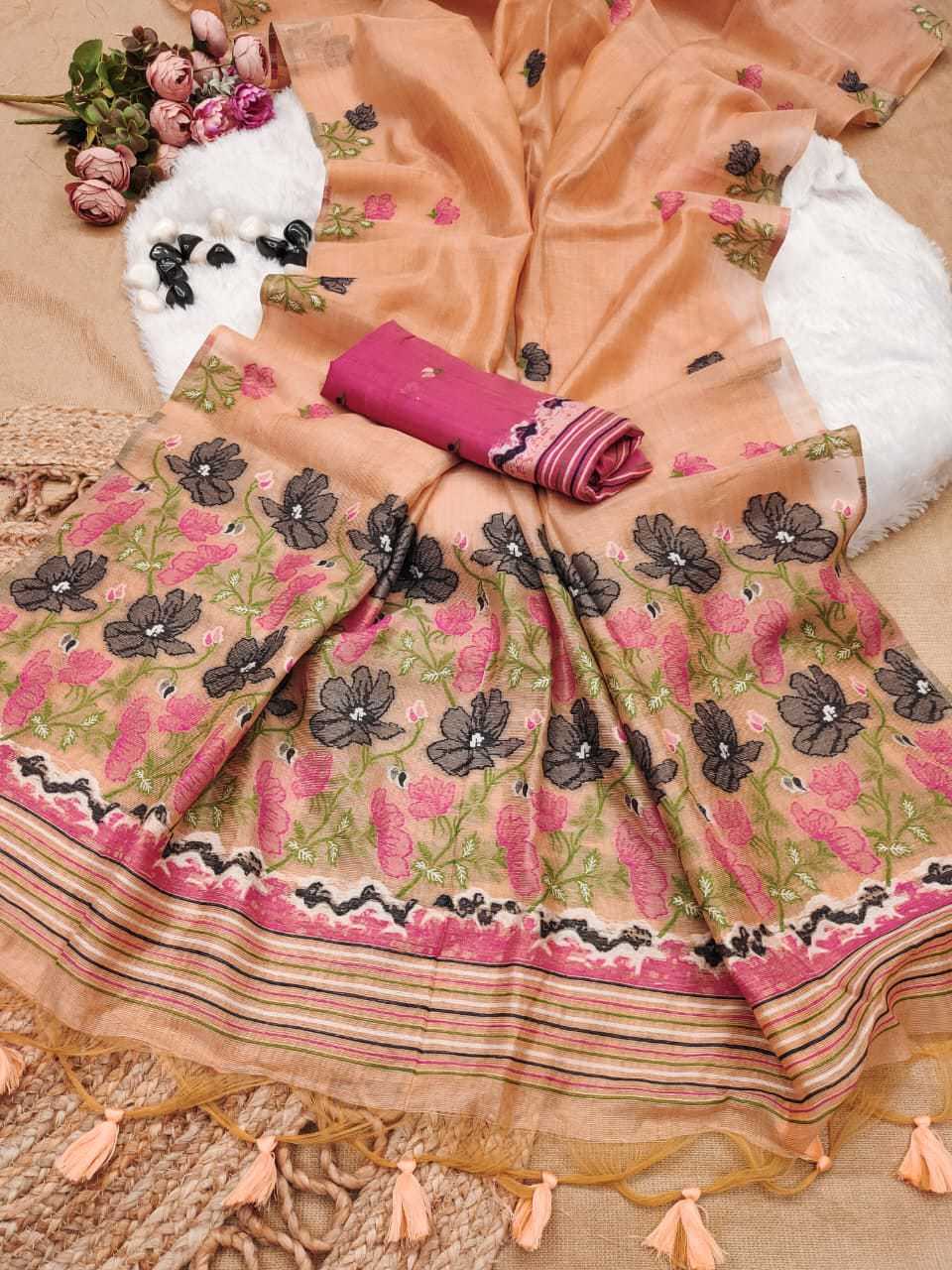 Tissue Silk Fancy Saree in Mustard