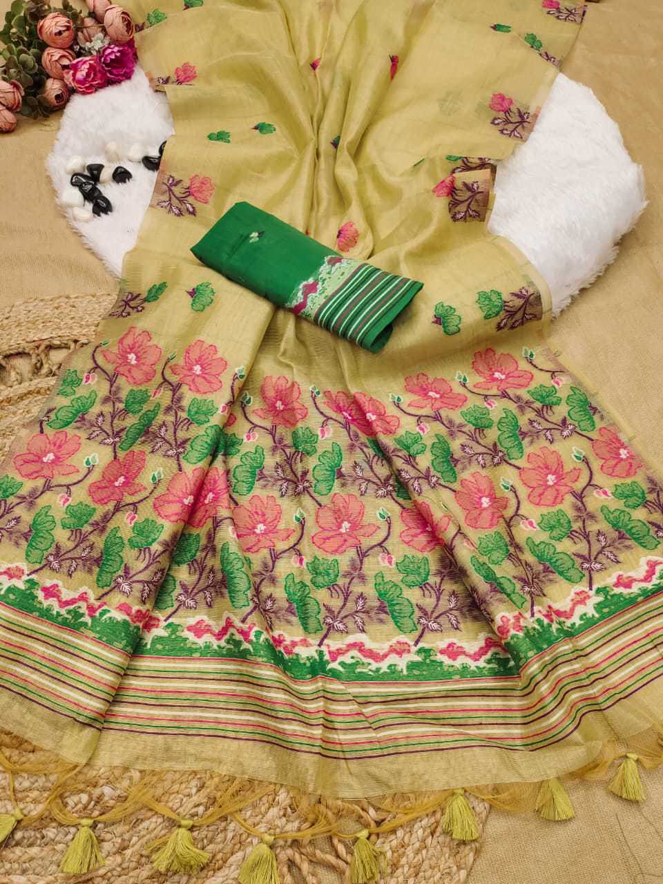 Tissue Silk Fancy Saree in Mustard