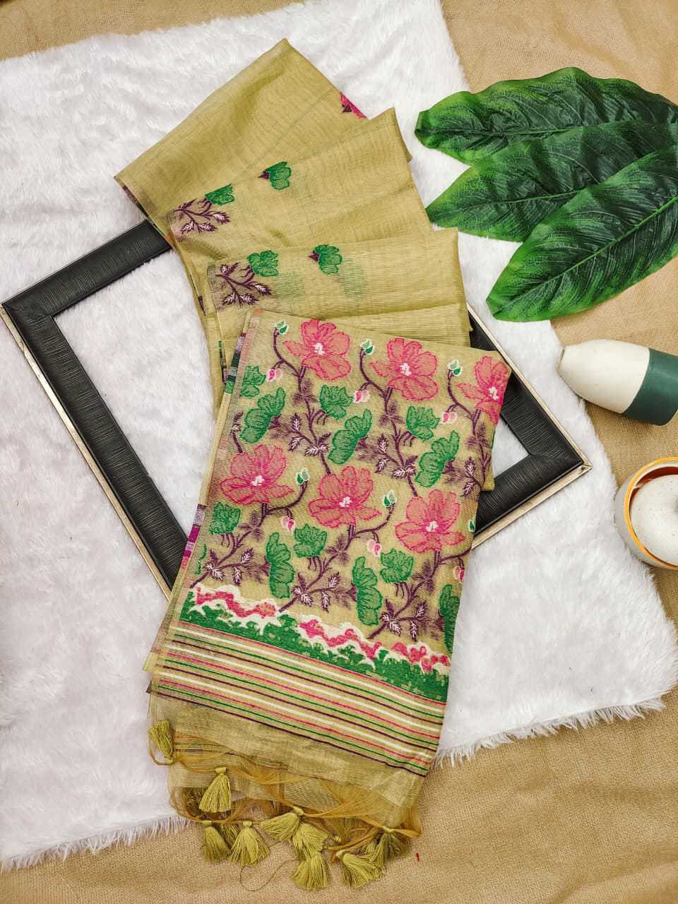 Tissue Silk Fancy Saree in Mustard