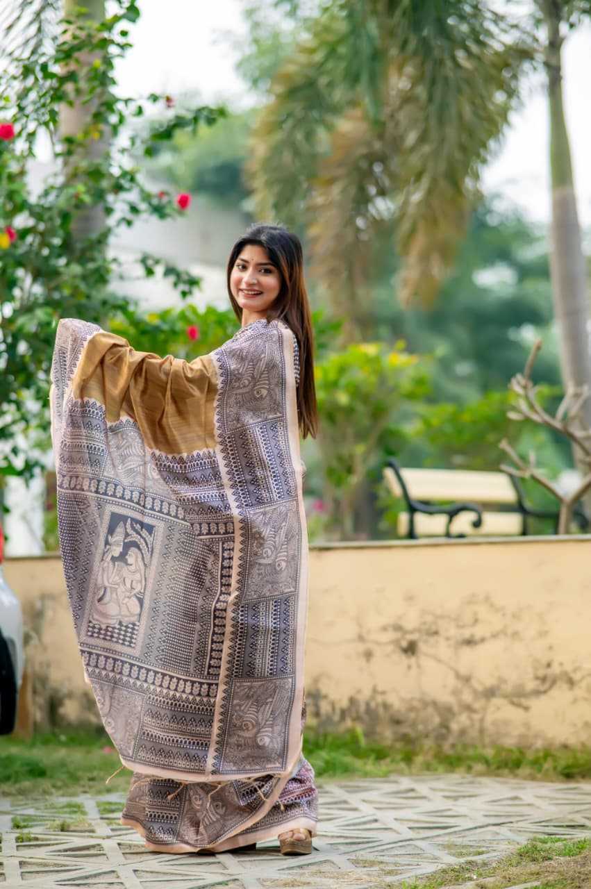 Tussar Silk Designer Saree in Sky Blue