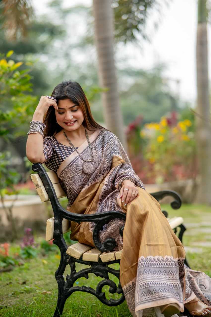 Tussar Silk Designer Saree in Sky Blue