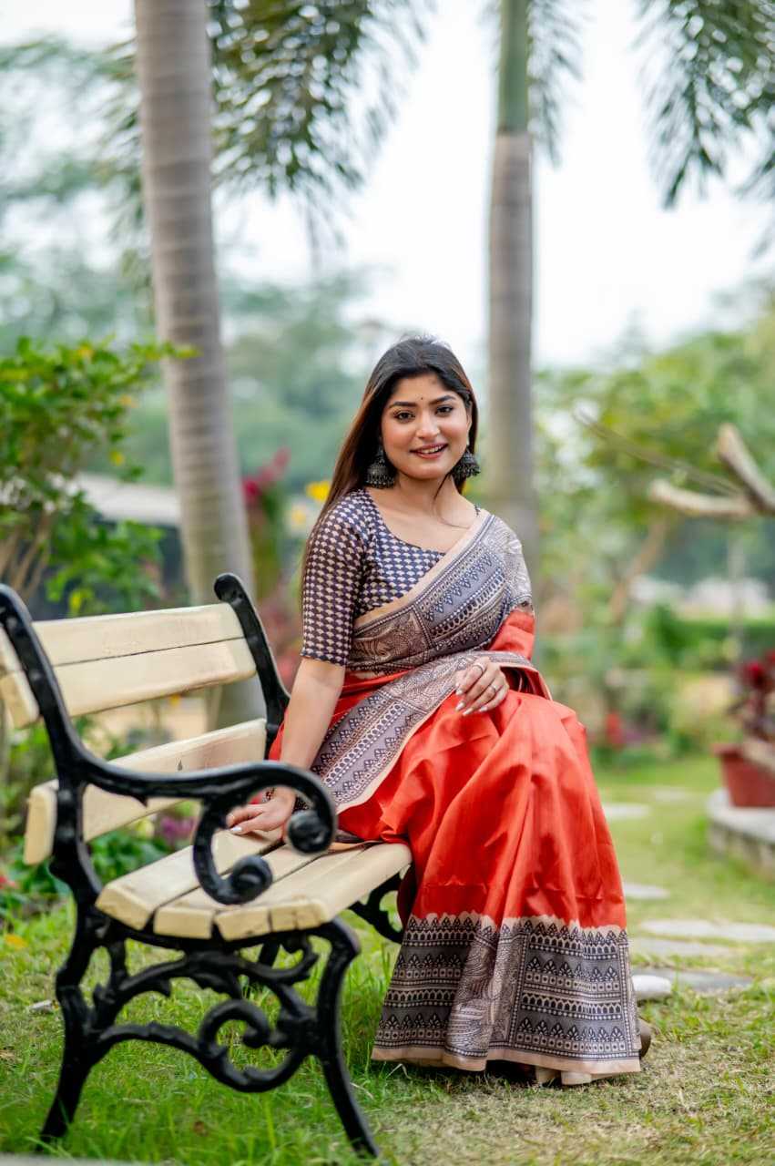 Tussar Silk Designer Saree in Sky Blue