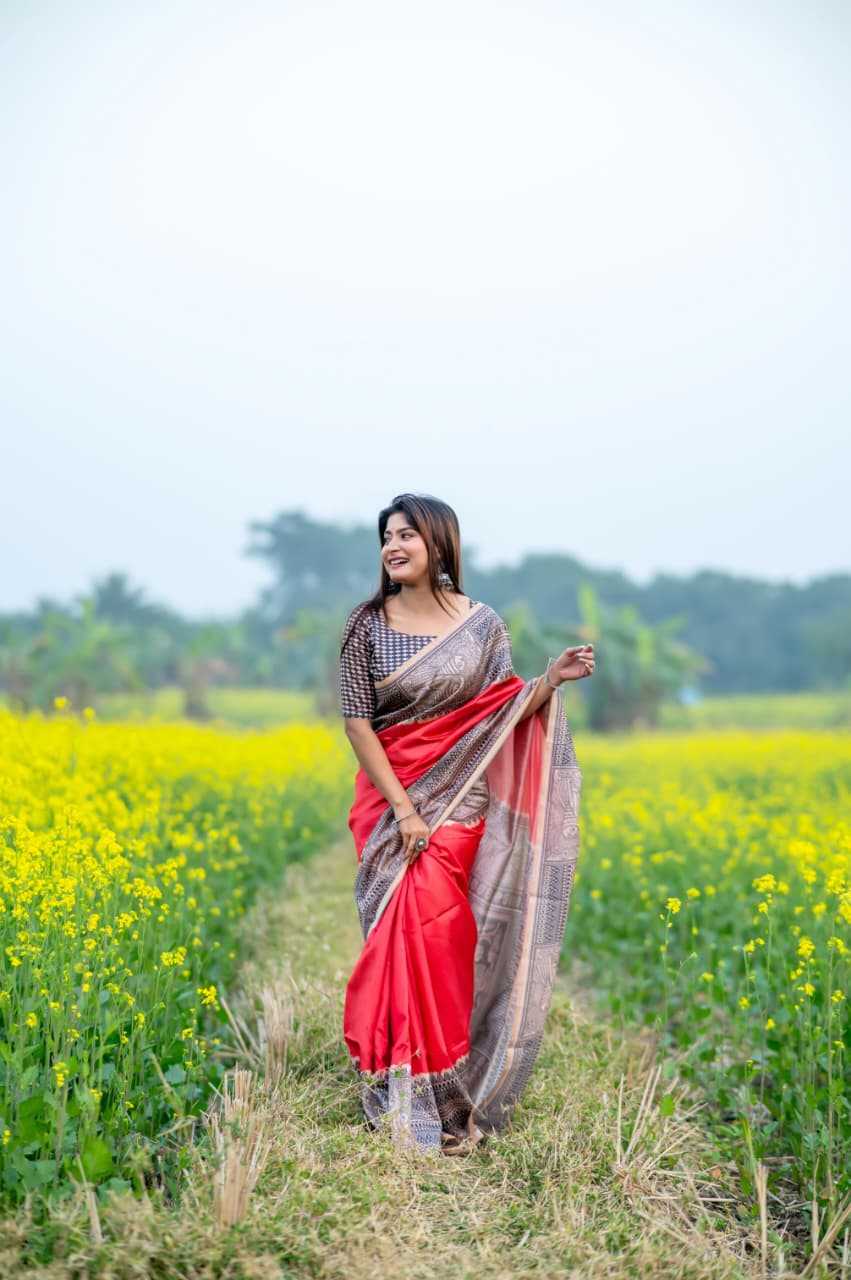 Tussar Silk Designer Saree in Sky Blue