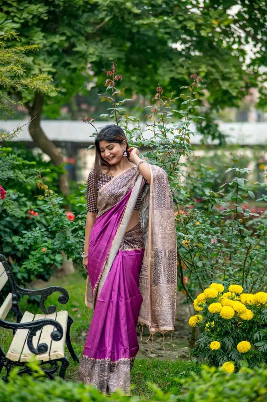 Tussar Silk Designer Saree in Sky Blue