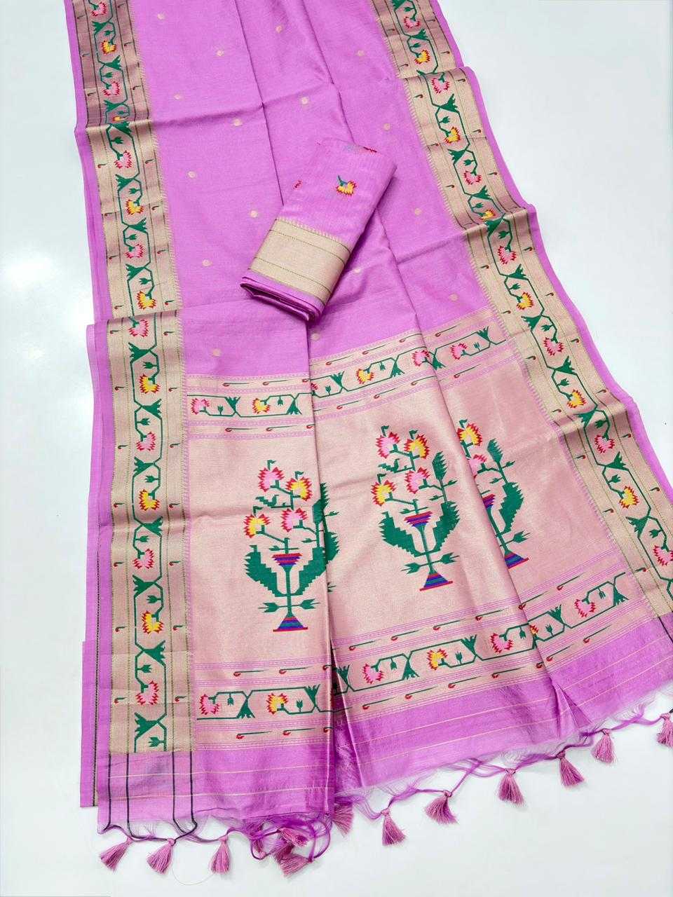 Vatika Tussar Silk Paithani Saree