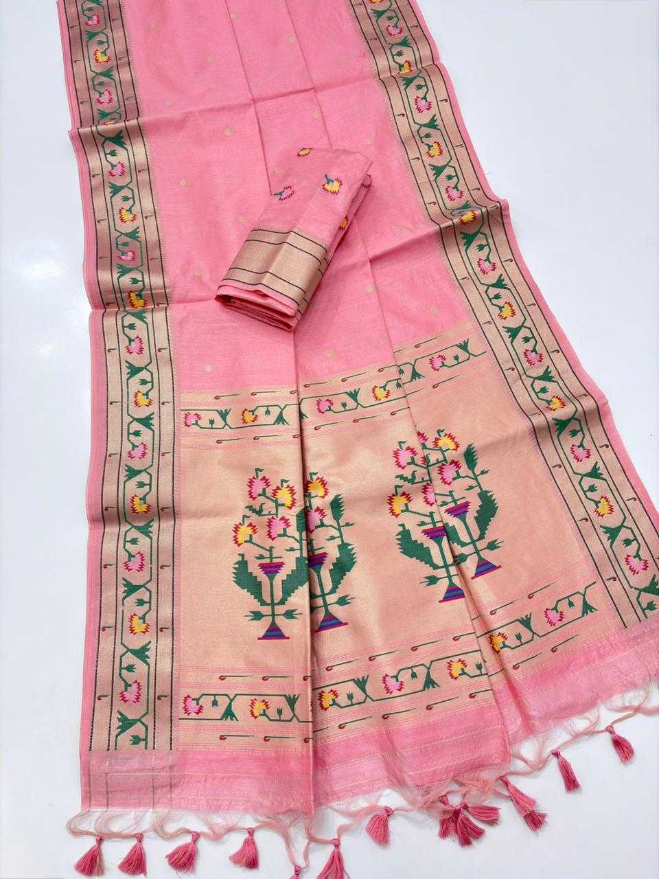 Vatika Tussar Silk Paithani Saree