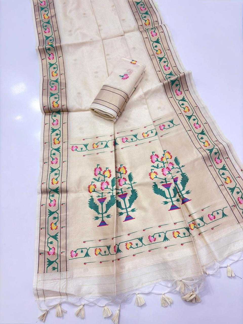 Vatika Tussar Silk Paithani Saree