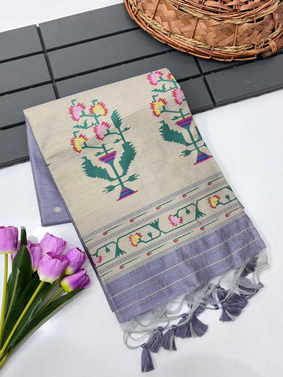 Vatika Tussar Silk Paithani Saree