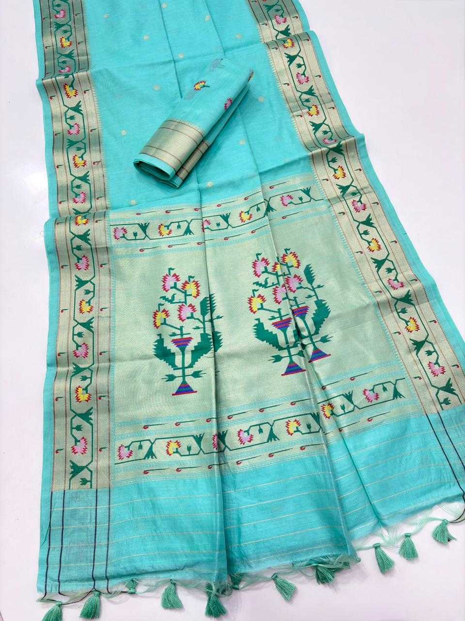 Vatika Tussar Silk Paithani Saree