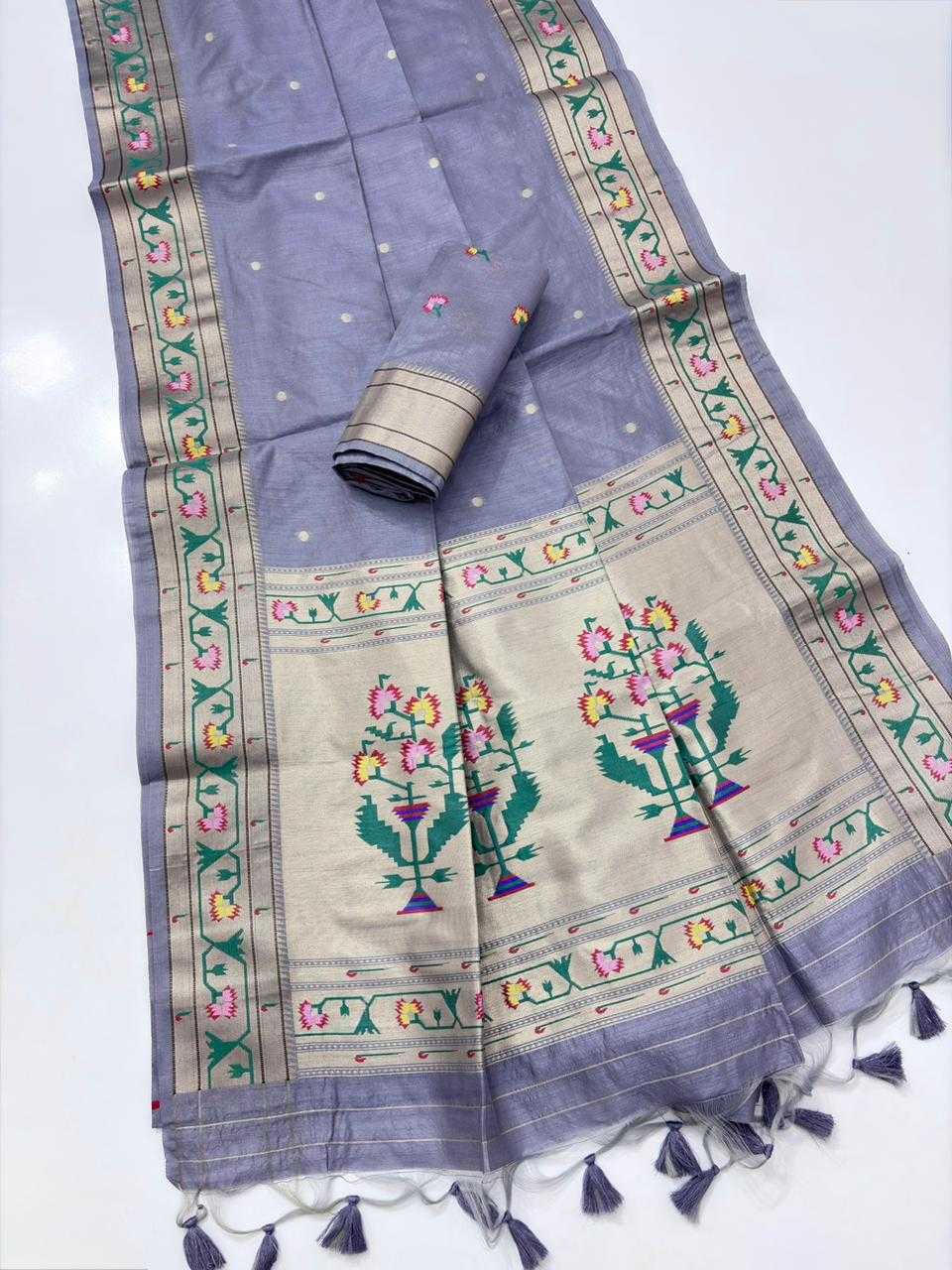 Vatika Tussar Silk Paithani Saree