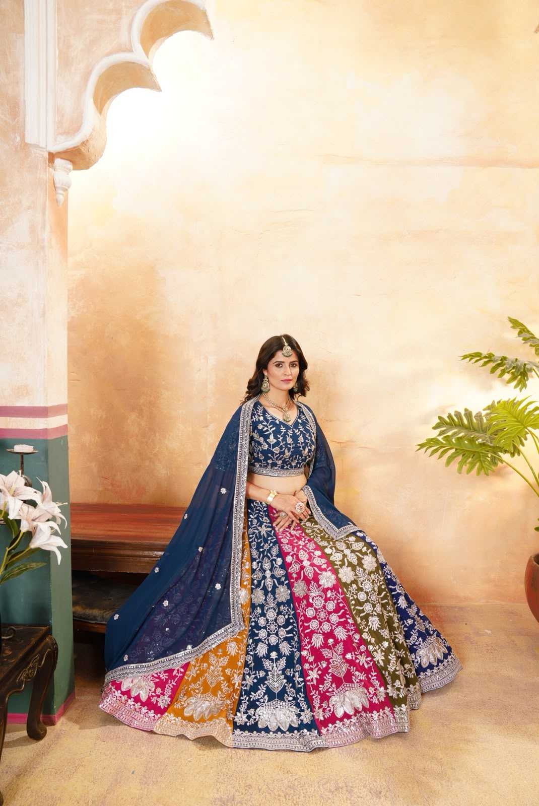 Faux Georgette Embroidered Lehenga 5053
