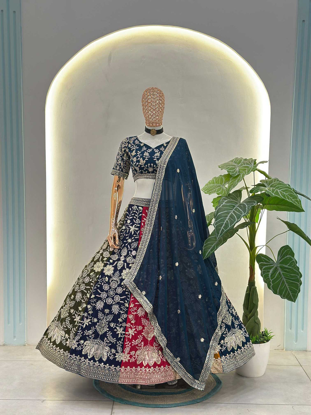 Faux Georgette Embroidered Lehenga 5053