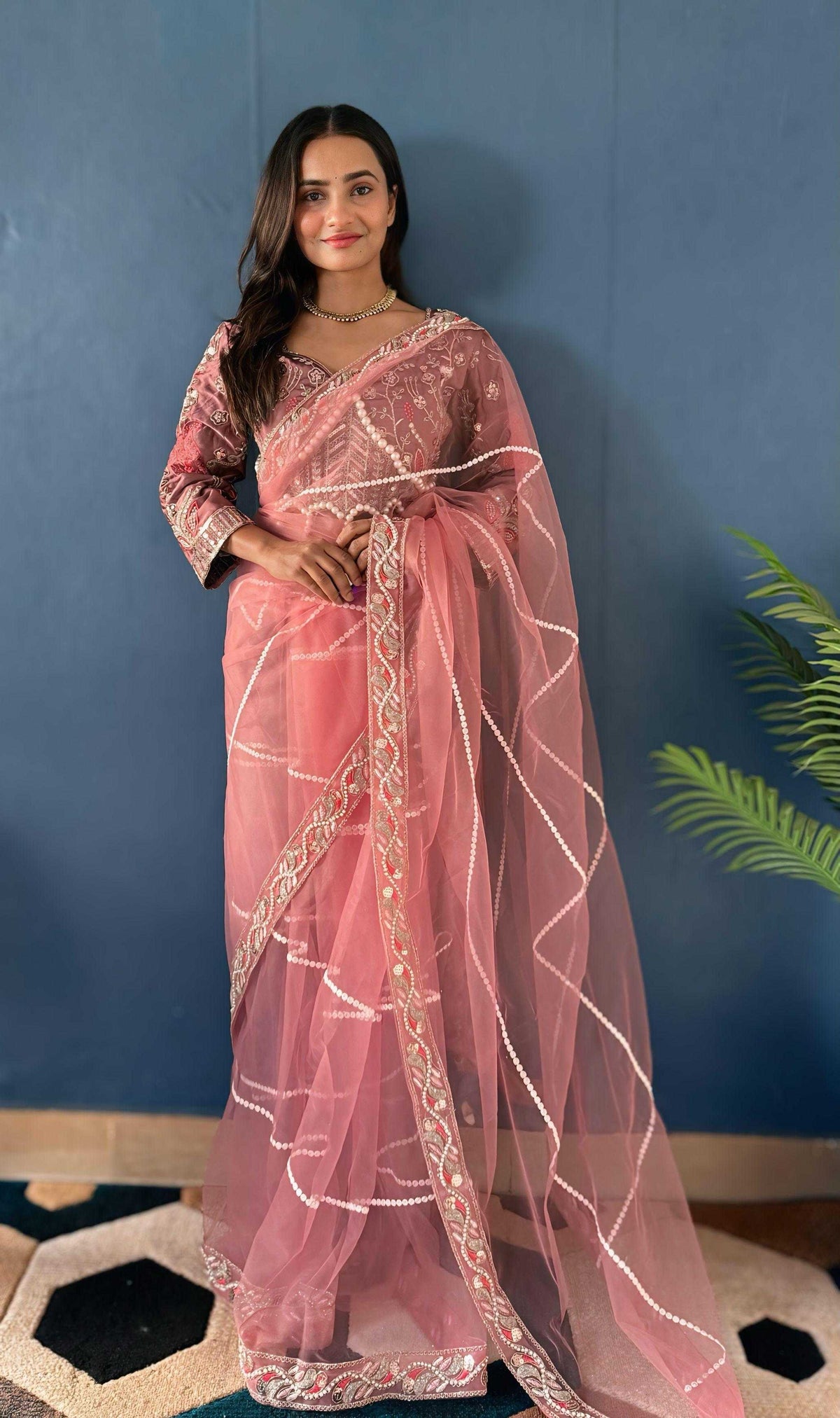 Net Sequence Saree