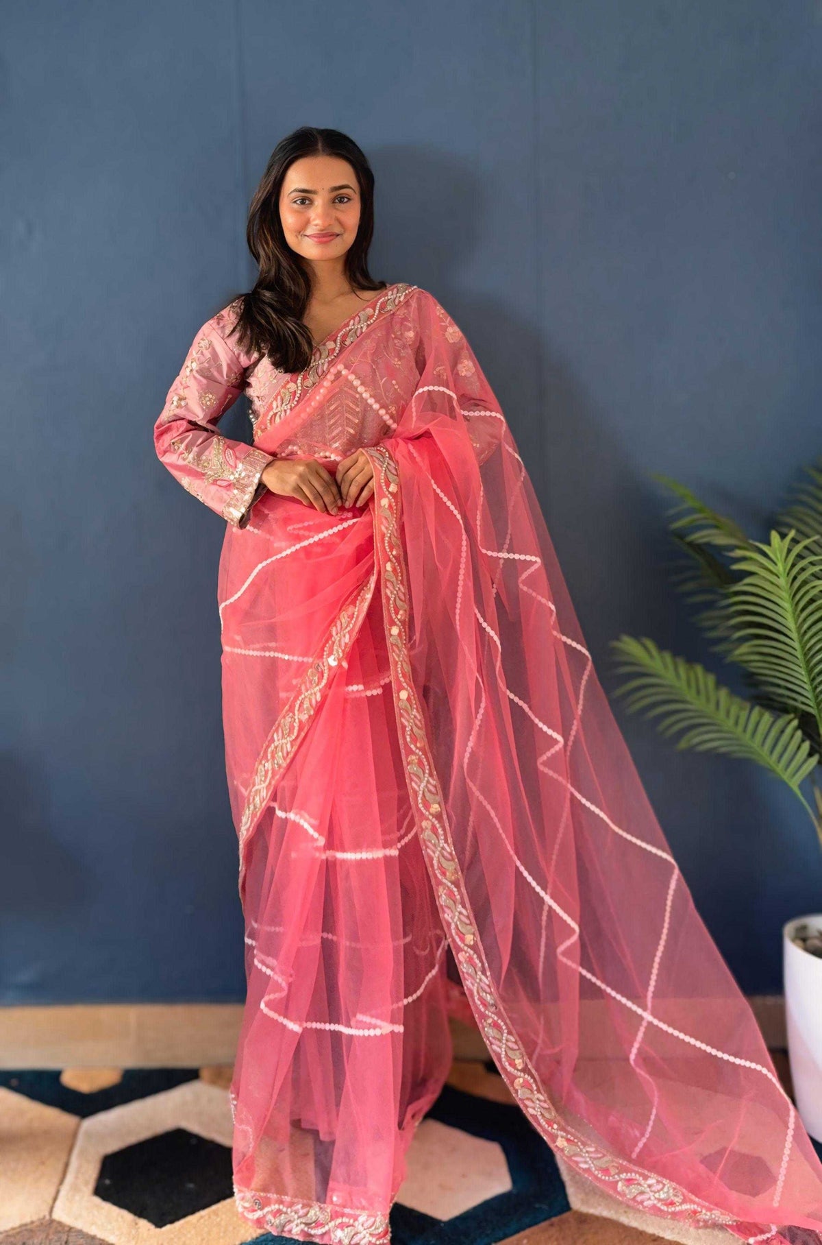 Net Sequence Saree