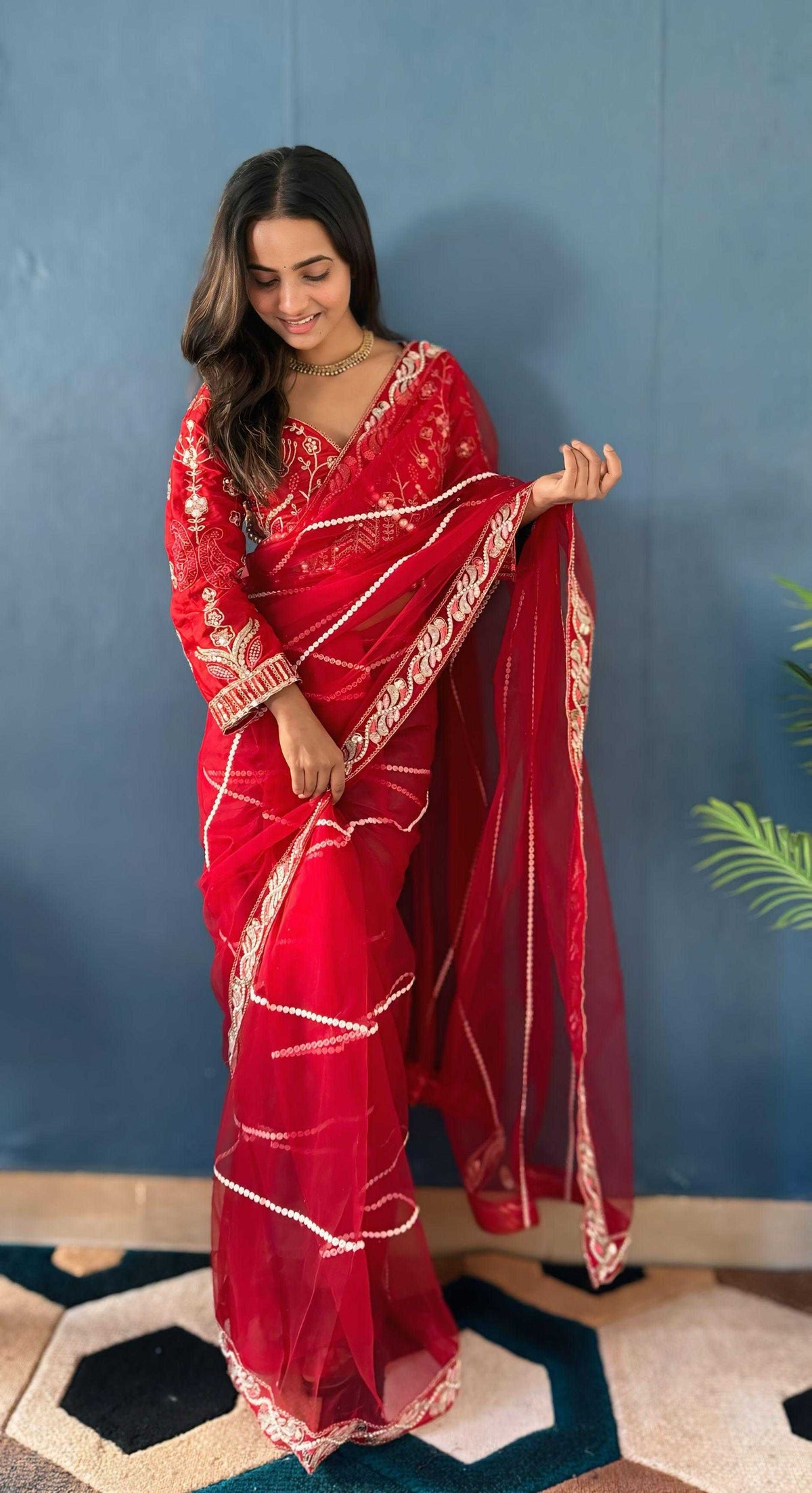 Net Sequence Saree