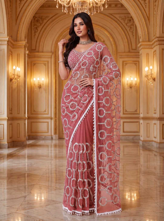 Net Sequence Saree