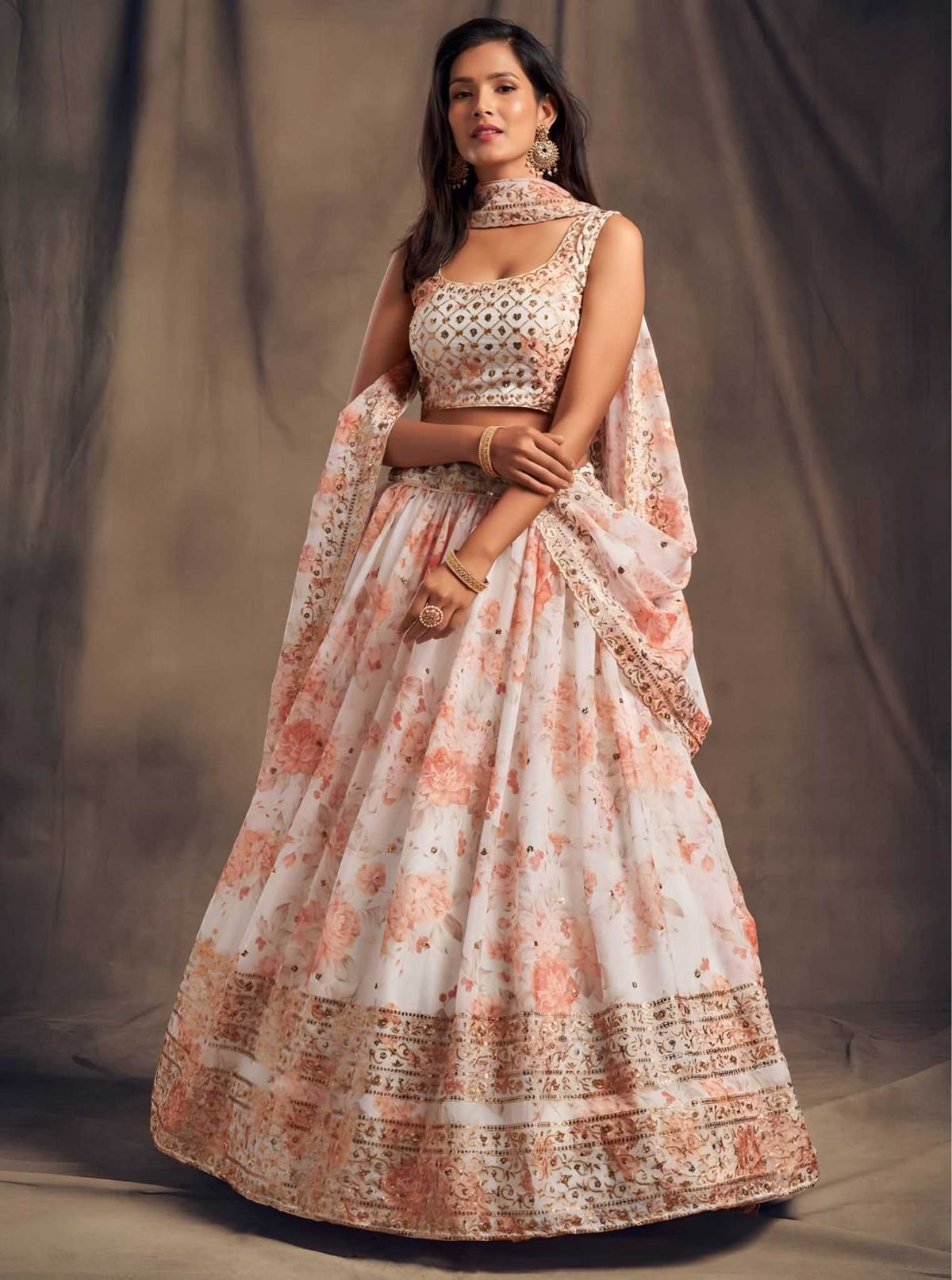 Organza Designer Lehenga in Red