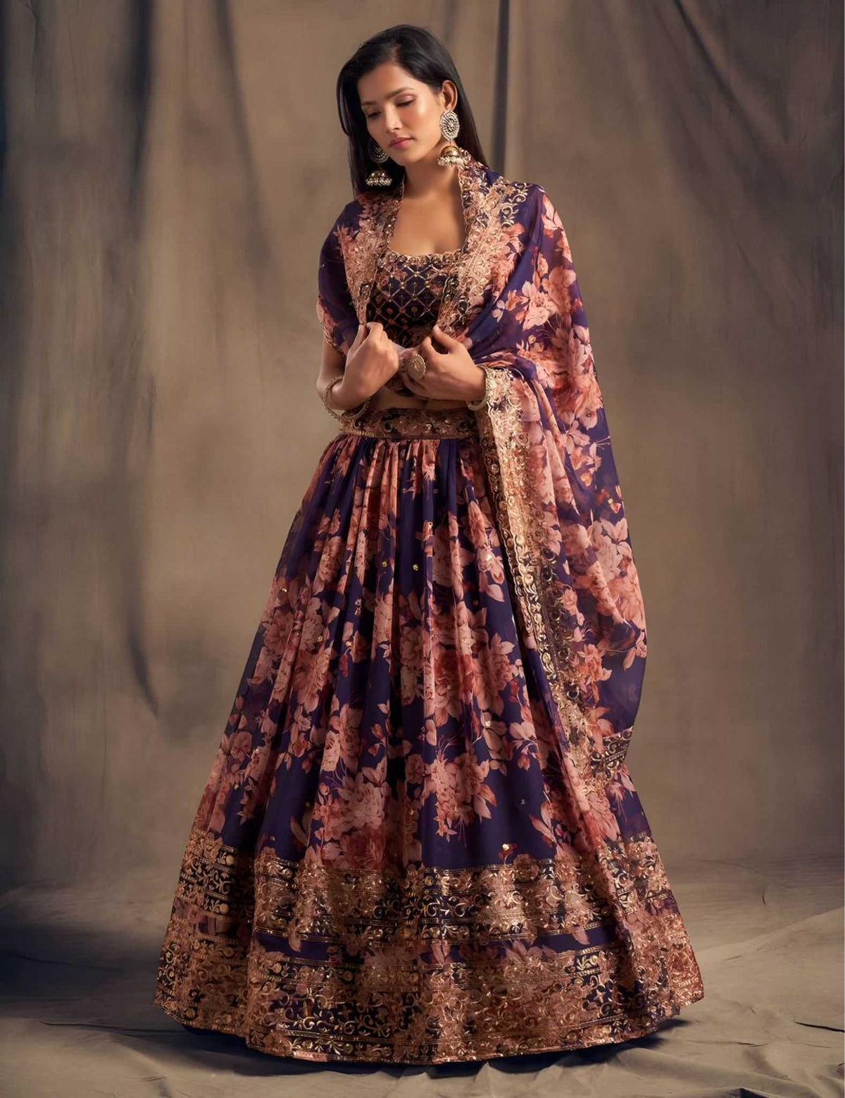 Organza Designer Lehenga in Red