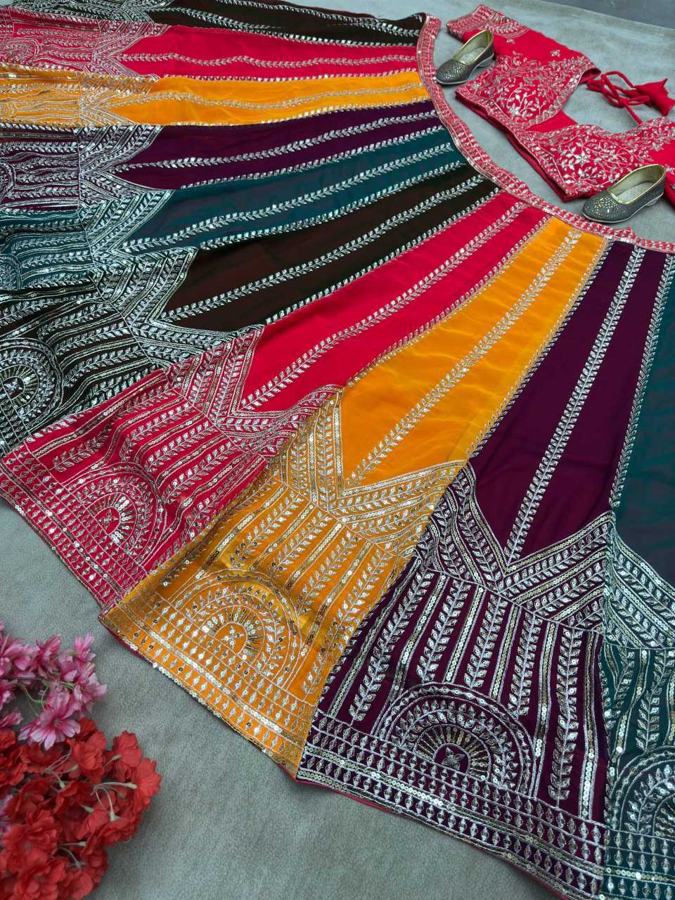 Faux Georgette Embroidered Lehenga