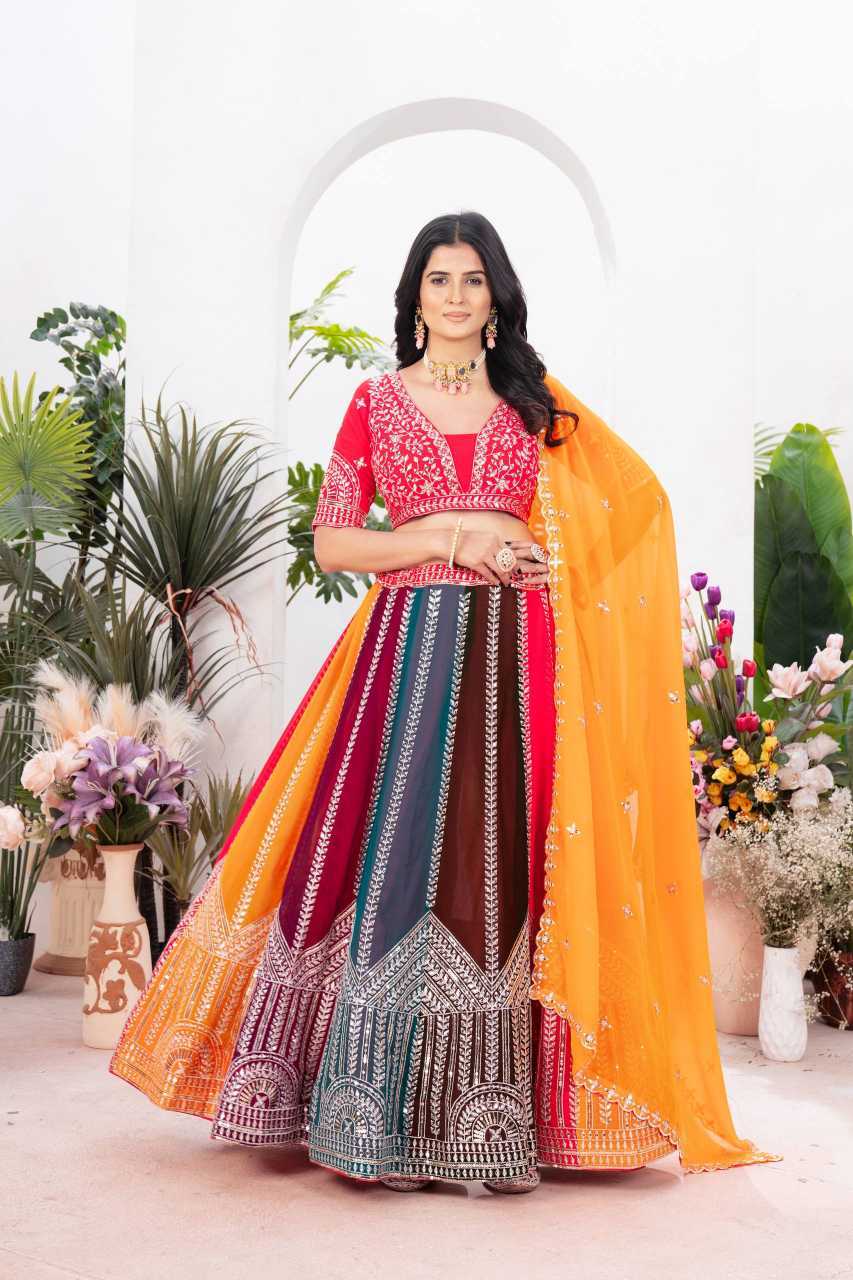 Faux Georgette Embroidered Lehenga