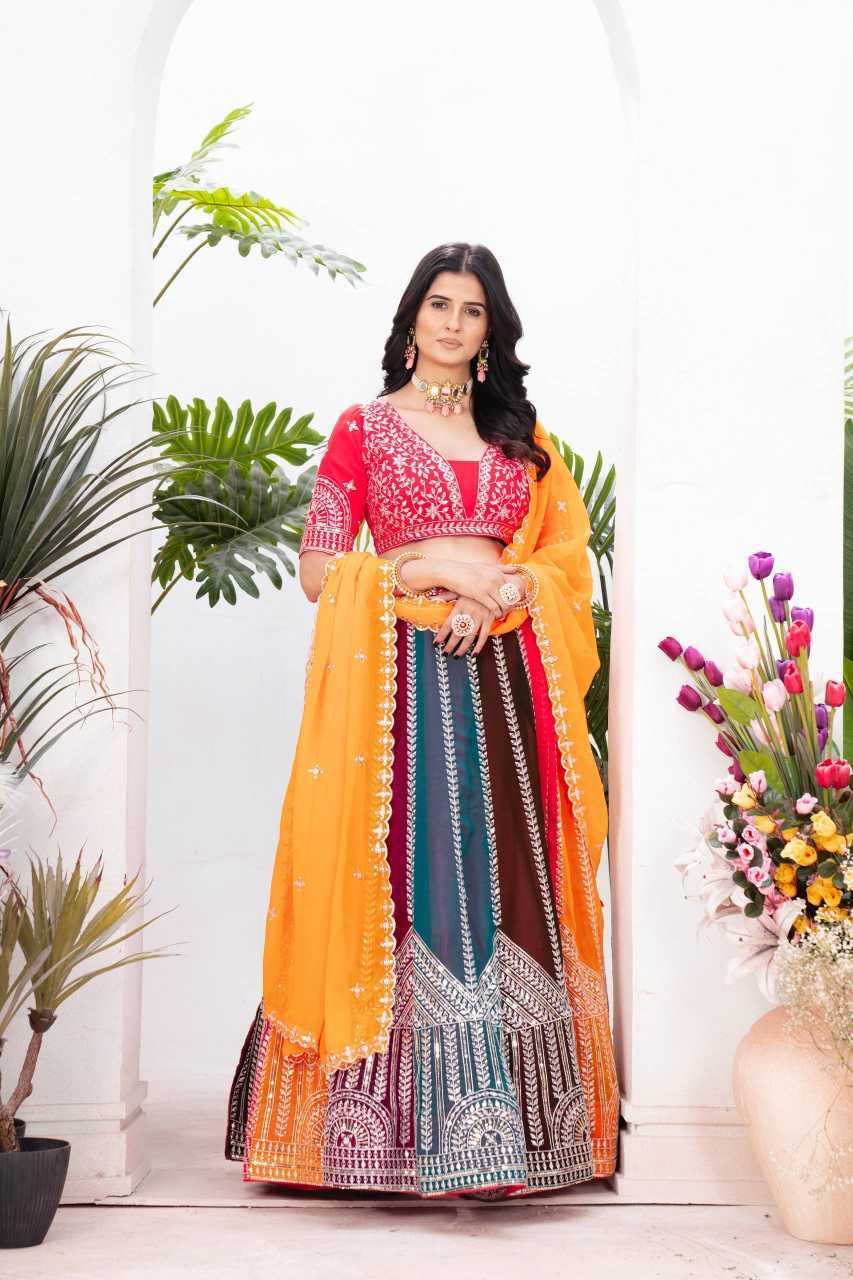 Faux Georgette Embroidered Lehenga
