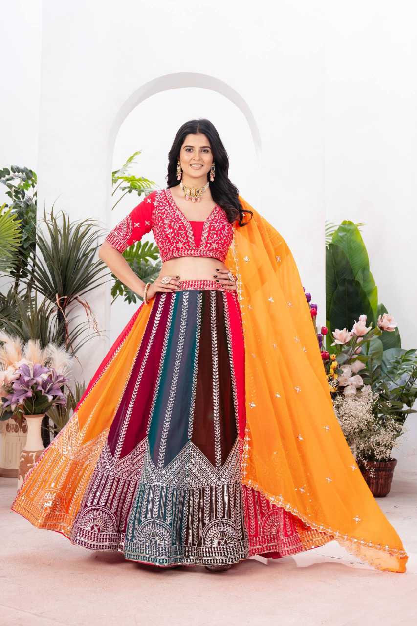 Faux Georgette Embroidered Lehenga