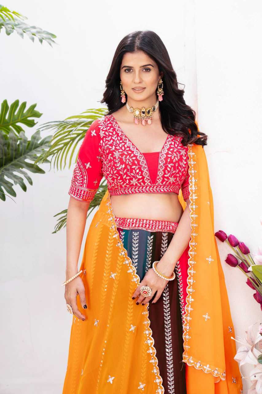 Faux Georgette Embroidered Lehenga