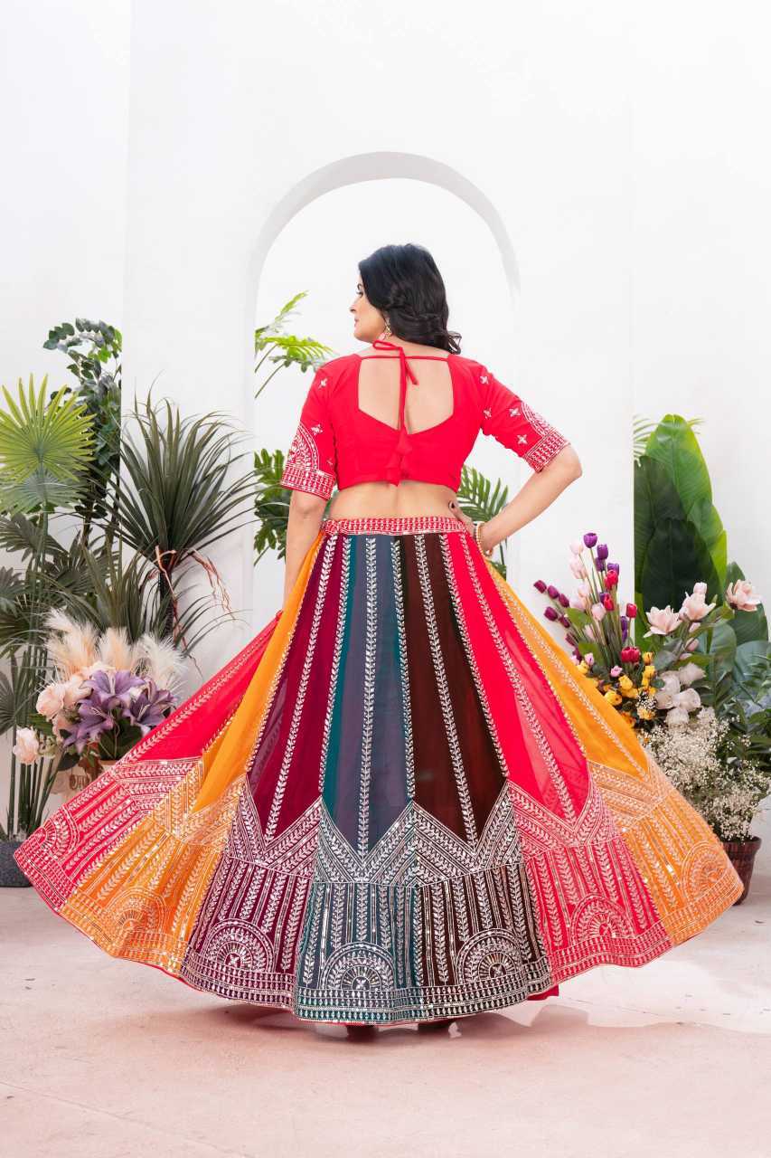 Faux Georgette Embroidered Lehenga