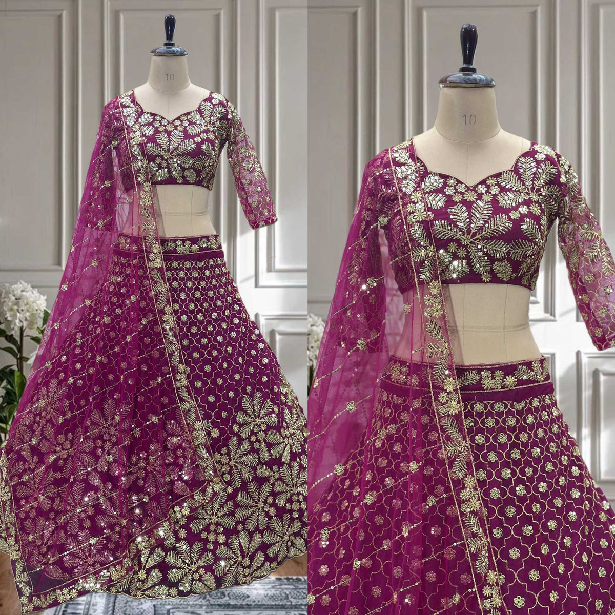 Butterfly Net Embroidered Lehenga