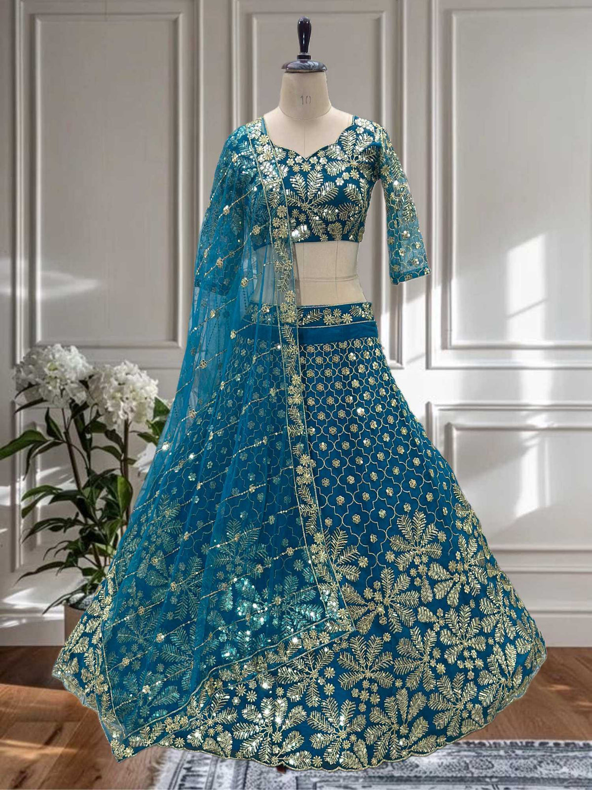 Butterfly Net Embroidered Lehenga