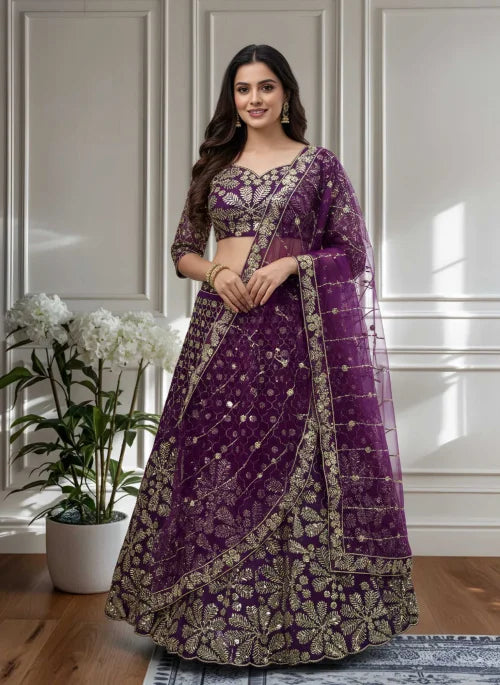 Butterfly Net Embroidered Lehenga