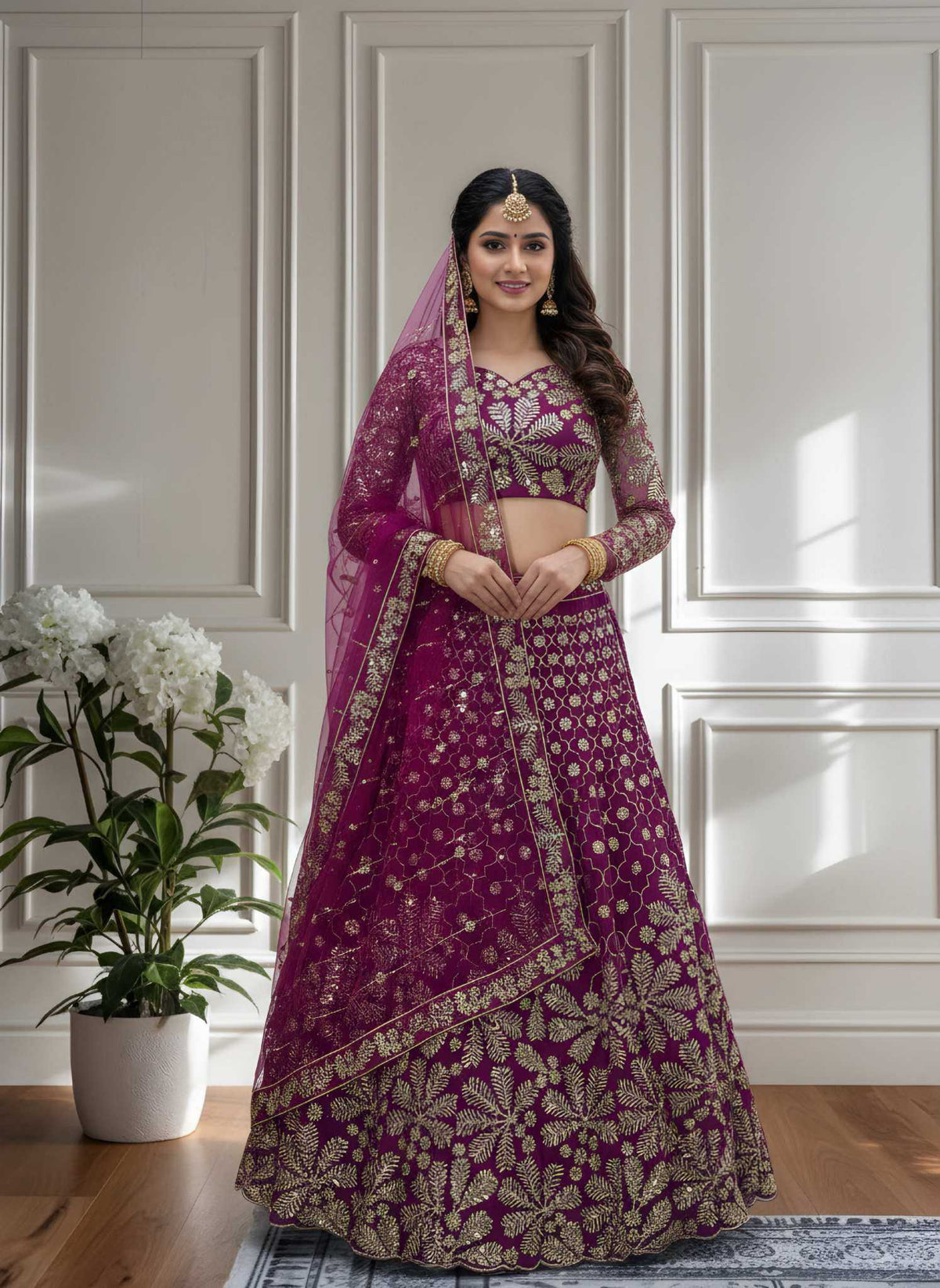 Butterfly Net Embroidered Lehenga