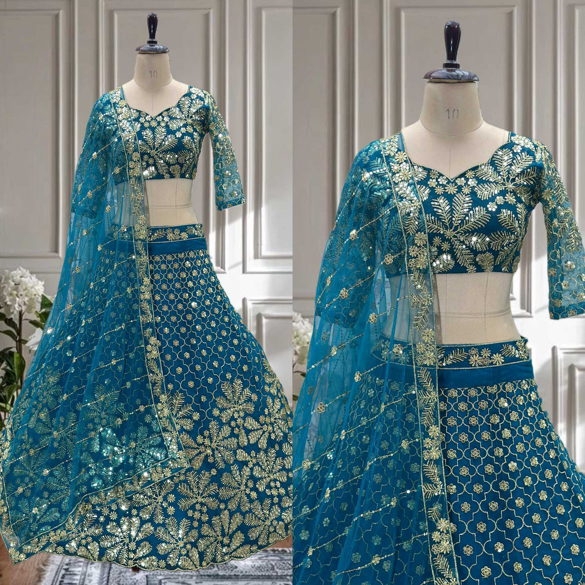 Butterfly Net Embroidered Lehenga