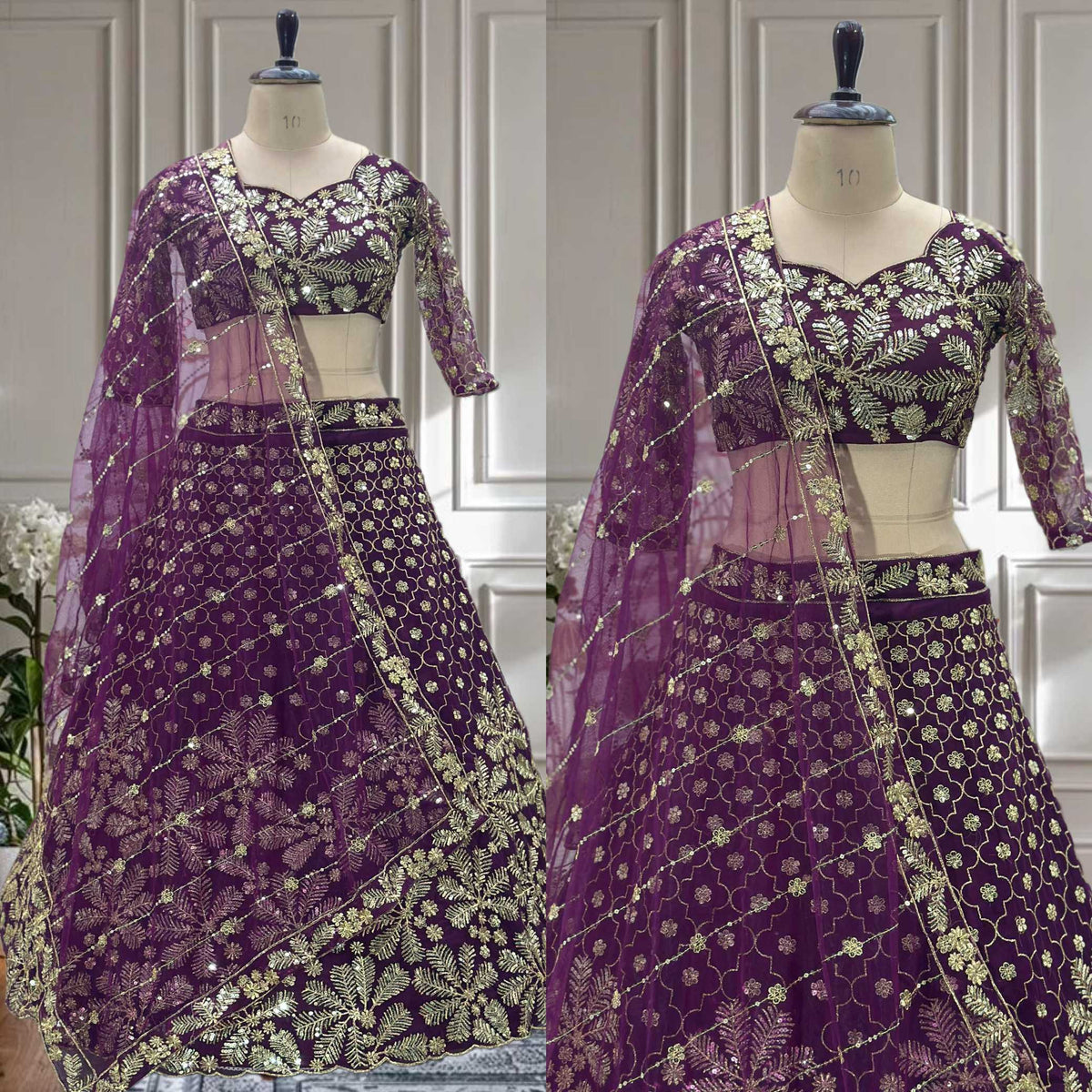 Butterfly Net Embroidered Lehenga