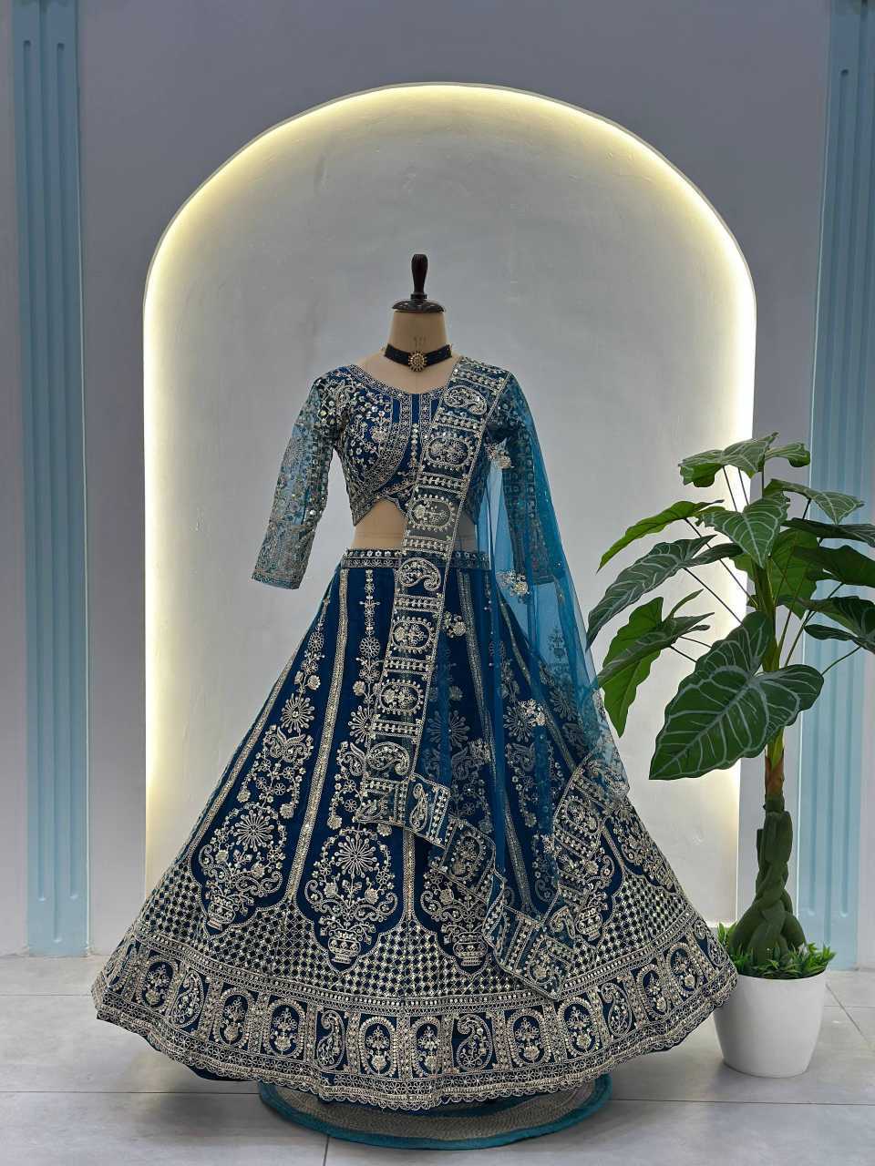 Butterfly Net Embroidered Lehenga