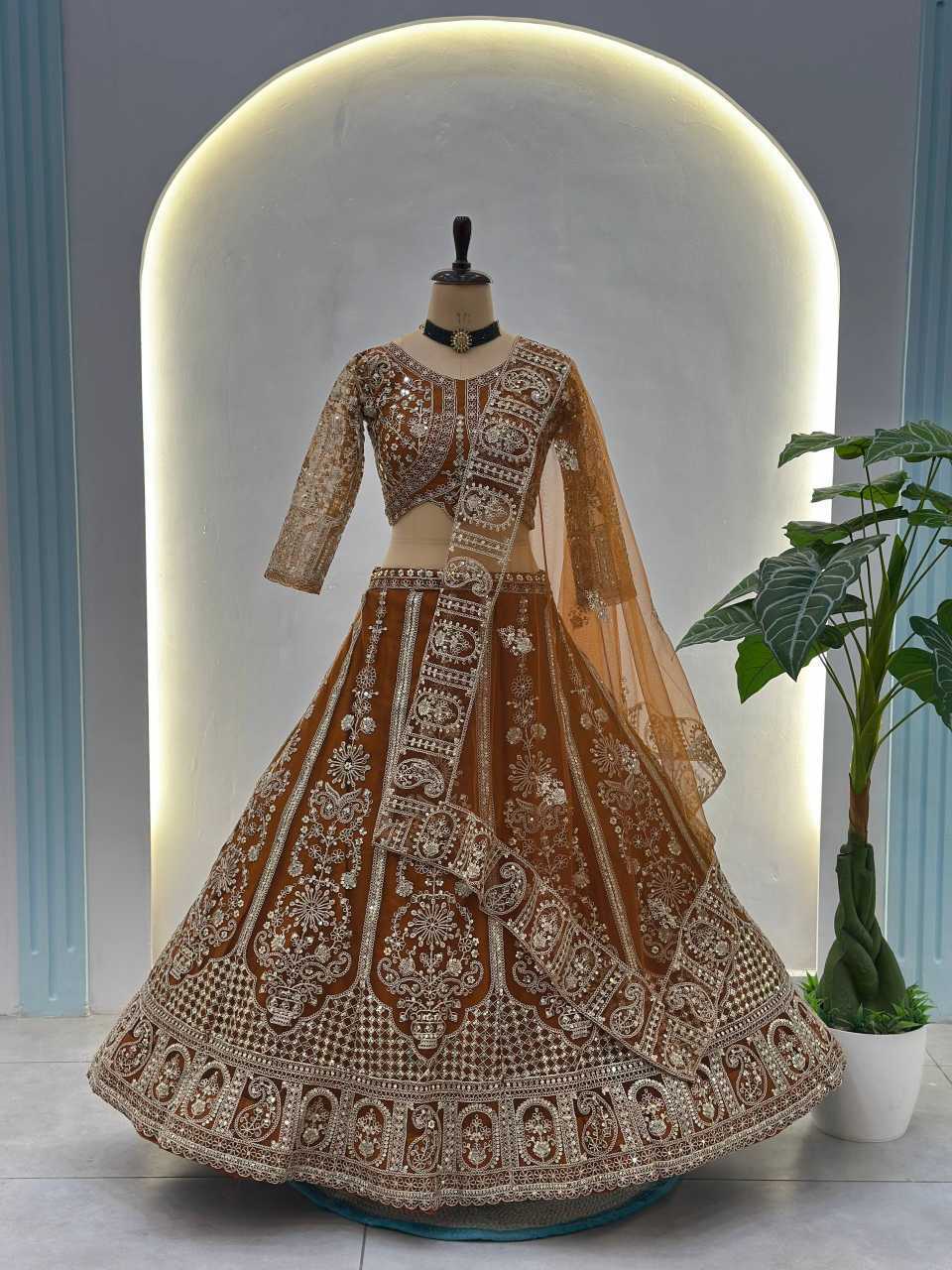 Butterfly Net Embroidered Lehenga