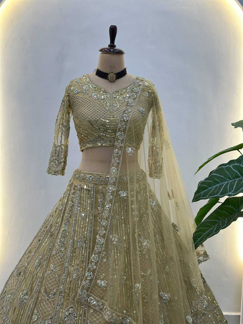 Butterfly Net Embroidered Lehenga