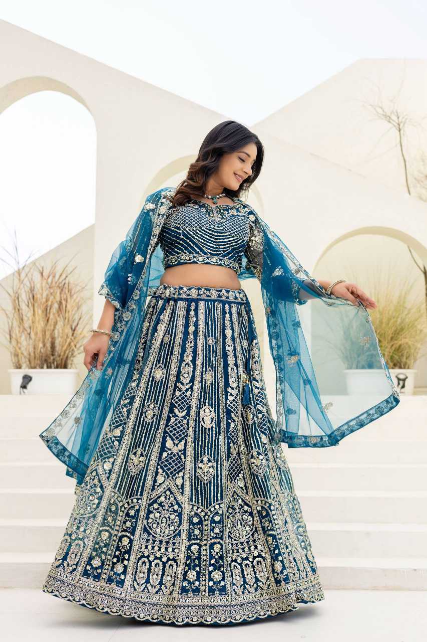 Butterfly Net Embroidered Lehenga