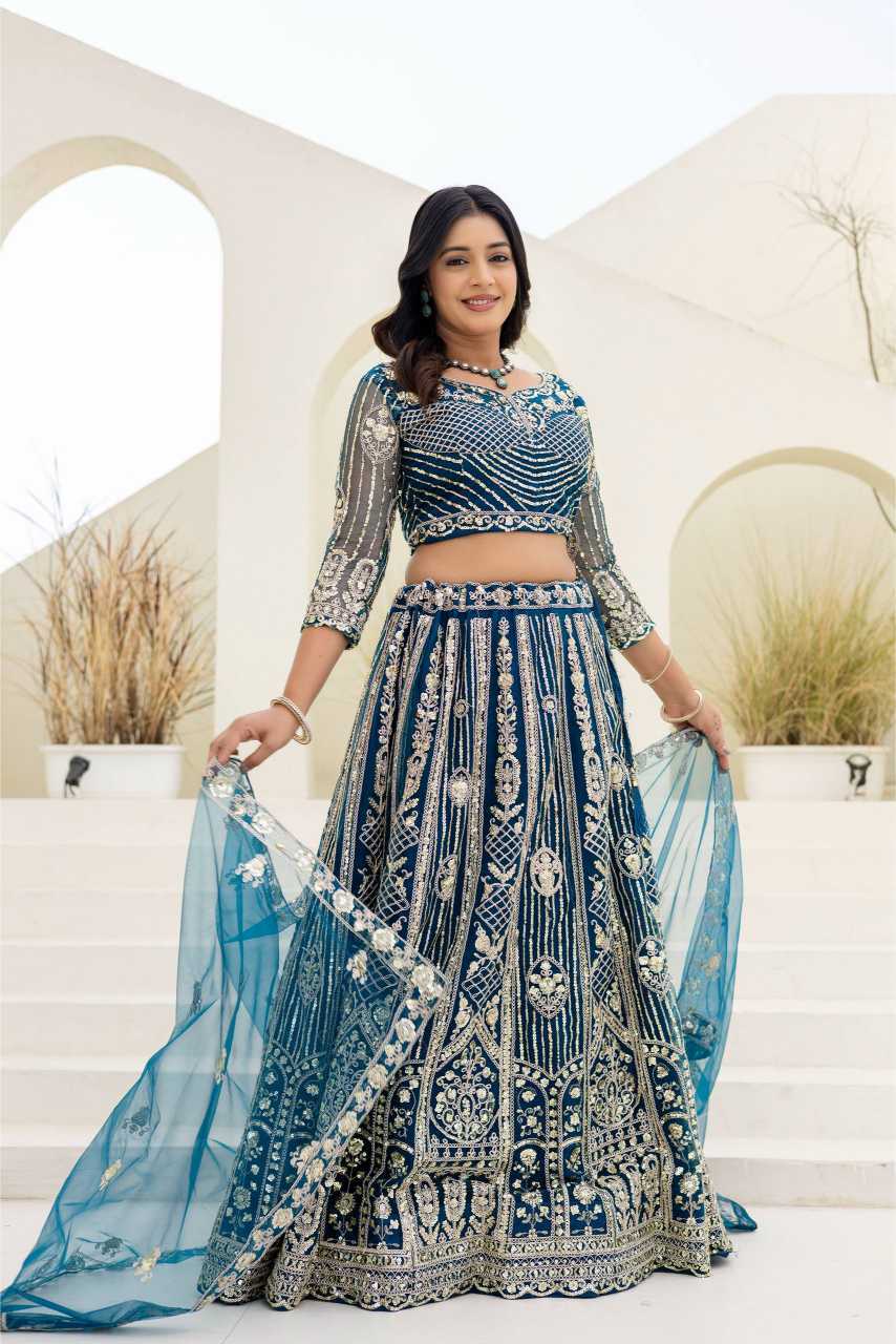 Butterfly Net Embroidered Lehenga